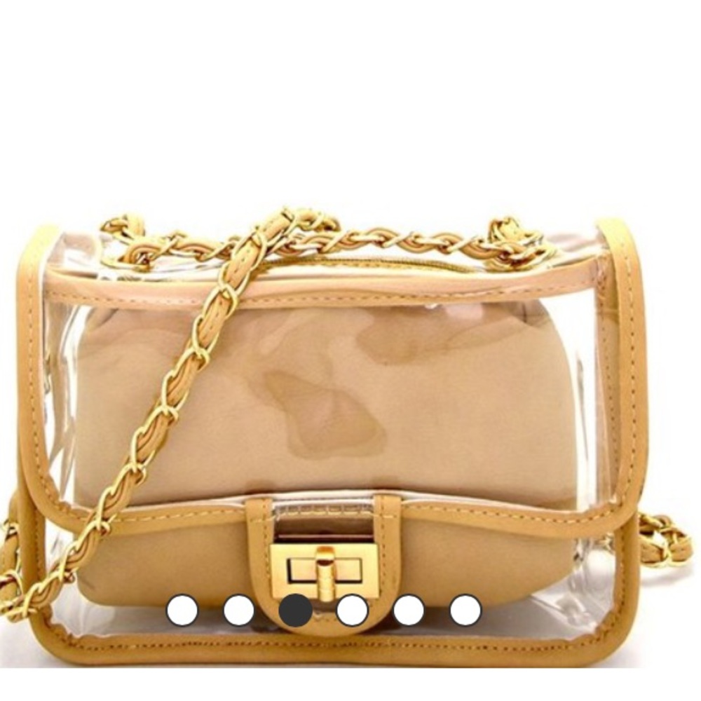 Small tan & clear crossbody purse